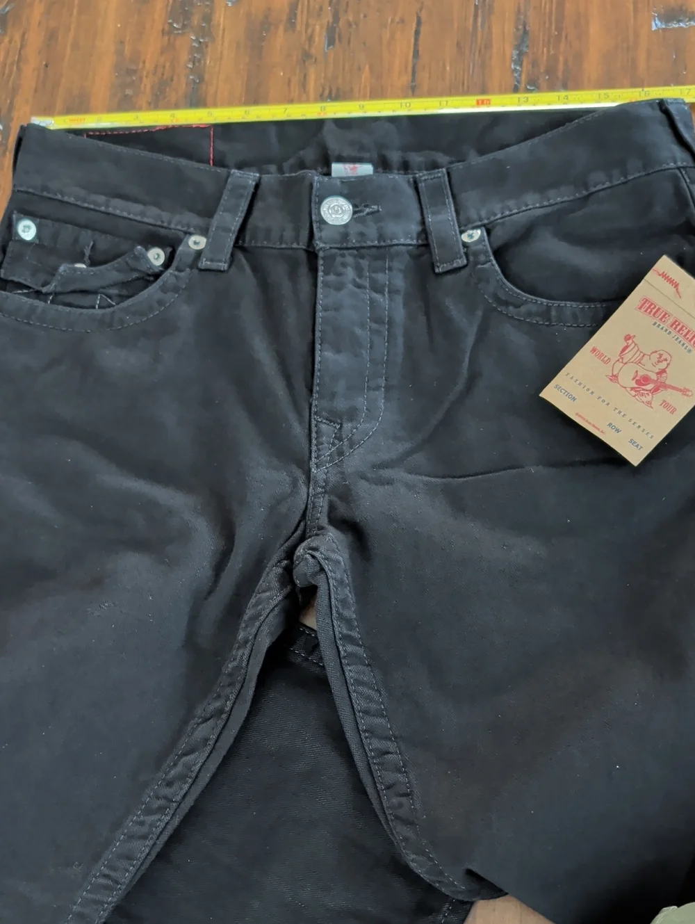 True Religion Black Straight-Leg Flap Jeans Size 32 New